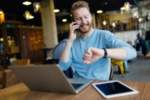 young business owner on the phone