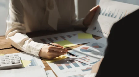 woman performing bank reconciliation